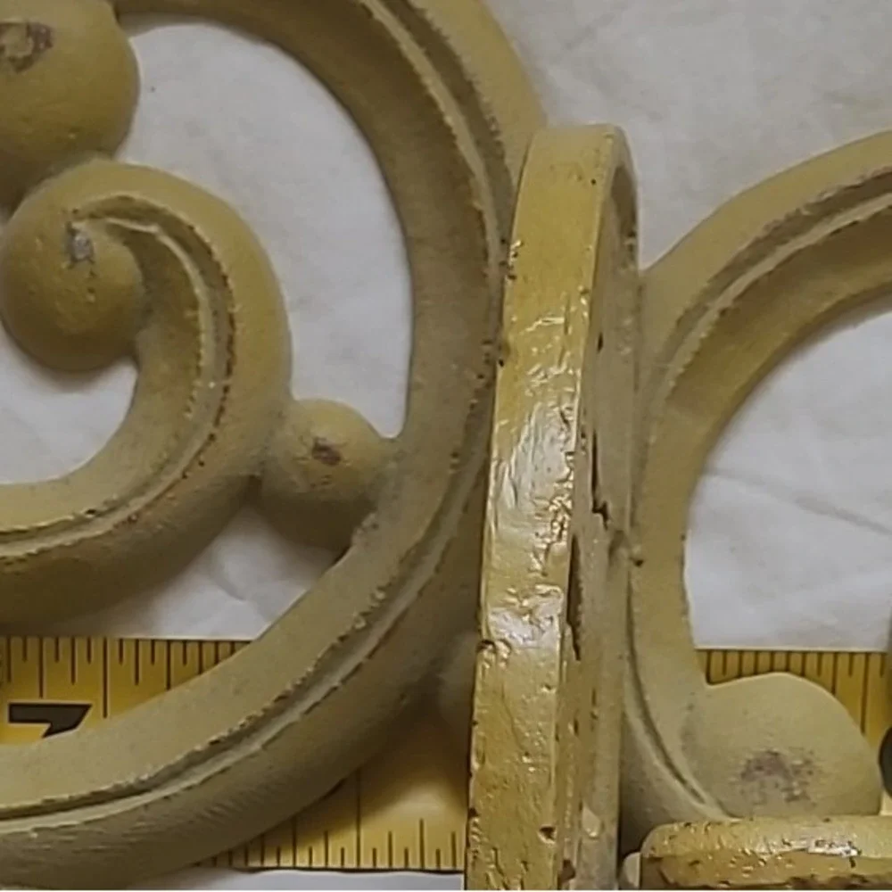 Fleur de Lis Metal Wall Mounted Shelf, French Country Traditional Yellow 14 in